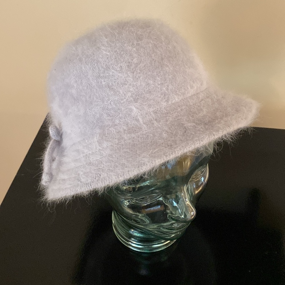 Angora Rabbit Hair Blend Bucket Hat in Soft Silver - Picture 11 of 15
